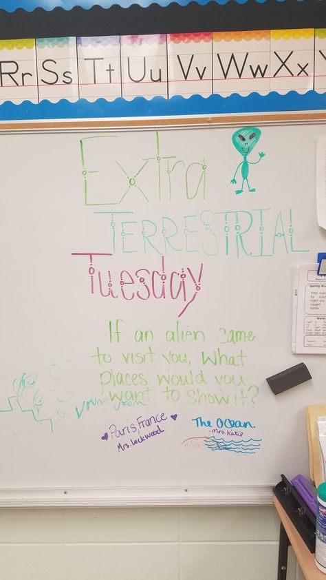 Tuesday White Board Prompt, Tuesday Morning Meeting Questions, Tuesday Board Prompt, Whiteboard Journal Prompts, Morning Questions, Whiteboard Activities, Whiteboard Questions, Classroom Whiteboard, Whiteboard Messages