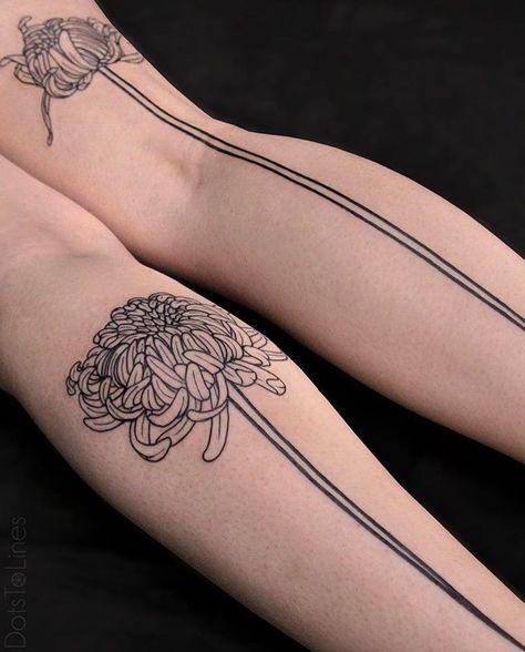 Chrysanthemum Tattoos, Straight Line Tattoo, Money Tattoos, Stem Tattoo, Dots To Lines, Tattoo Journal, November Flower, Bright Tattoos, Flower Tattoo Meanings