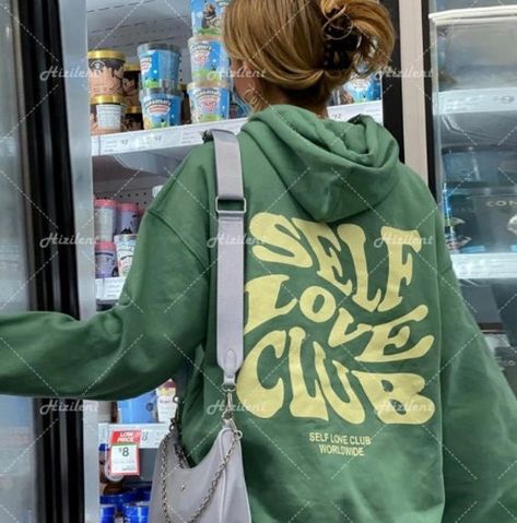 Emily Jane, Self Love Club, Love Club, Hoodie Fabric, Letter Print Sweatshirt, Hoodie Outfit, Living Life, Streetwear Women, Hoodie Design