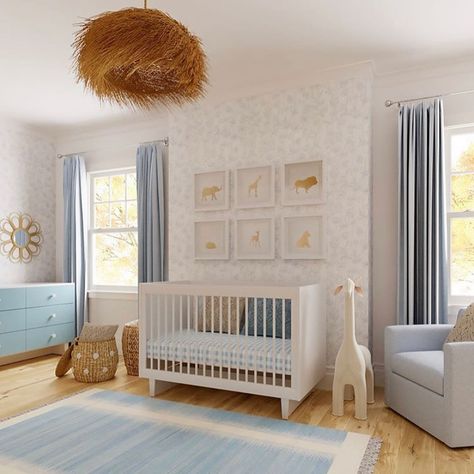 Blue Safari Nursery, Safari Nursery Room, Safari Nursery Boy, Safari Room, Kids Room Deco, Calm Nursery, Baby Nursery Inspiration, Baby Room Themes, Cozy Nursery