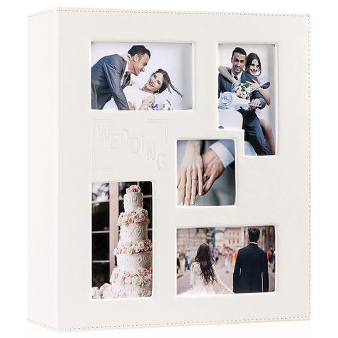 PRICES MAY VARY. Large wedding photo album: totally 50 sheets / 100 pages, each page holds 3 vertical and 2 horizontal photos Keep your photos acid free, air free and dustproof Adopting elegant leather cover, a really comfortable touch Exquisite cover window design：The cover of this photo album has an openable pocket, you can place your favorite photos in your own preferences Dimensions of the 500 4x6 wedding photo album: 13x12x2" Package includes: 1pcs 500 pockets white wedding photo album Wedding Photo Album Book, Marriage Album, Horizontal Photos, Photo Album Book, Wedding Photo Album, Photo Album Design, Large Wedding, Wedding Photo Albums, Wedding Scrapbook