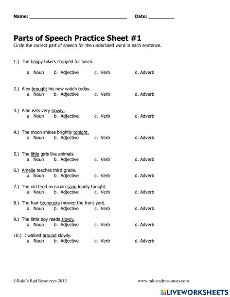 Parts Of Speech Practice, Teaching Third Grade, English As A Second Language (esl), English As A Second Language, Parts Of Speech, Like Animals, School Subjects, Online Workouts, Third Grade