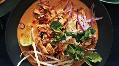 Chicken Khao Soi Recipe | Bon Appetit Chicken Khao Soi, Canh Chua, Khao Soi, Think Food, Curry Paste, Lunch Snacks, Curry Chicken, Thai Recipes, Curry Recipes