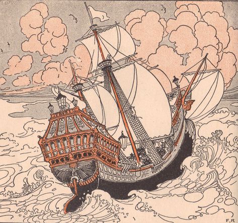 Pirate Illustration, Pirates Illustration, Pirate Design, Awesome Drawings, Old Ship, Boat Drawing, Sea Illustration, Ship Drawing, Pirate Life