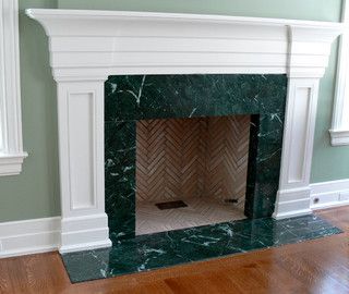 Fireplaces - traditional - newark - by Stone Art Design, Inc. Green Marble Fireplace Surround, Green Tile Fireplace Surround, Pale Green Living Room, Green Marble Fireplace, Fireplaces Traditional, Green Marble Tile, White Fireplace Surround, Classic Living Room Design, Dark Green Living Room