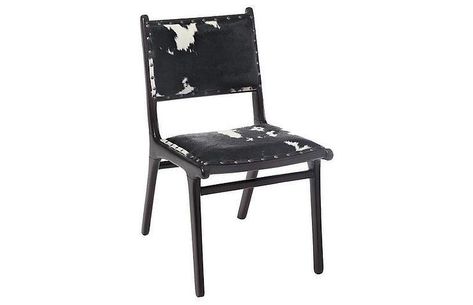 Sariya Black Cowhide Nailhead Accent Chair Cowhide Upholstery, Italian Bedroom Furniture, Cowhide Chair, Solid Wood Dining Chairs, Kitchen & Dining Chairs, Upholstered Dining Chairs, The Ranch, Brown Wood, Dining Chair Set