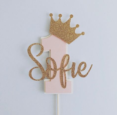 Cake Topper Cardstock, One Topper Cake, 1st Birthday Topper, Paper Cake Topper, Crown Cake Topper, Cake Toppers Birthday, Boys First Birthday Cake, Diy Cake Topper Birthday, Cricut Cake