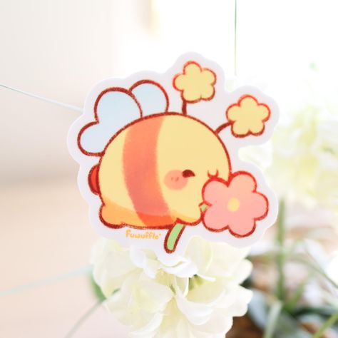 Description: - matte vinyl - approximately 3" x 3" inches - size may vary depending on shape - UV-protected, dishwasher safe, weatherproof *All sticker sales are final and nonrefundable Kawaii Bee, Stickers Journal, Bee Sticker, Sticker Cute, Cute Art Styles, Art Business, Kawaii Art, Sticker Collection, Cute Kawaii