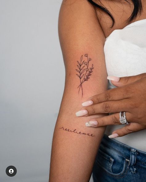 Tattoo Small Inner Elbow Tattoos For Women, Text Tattoo Arm, Word Tattoos On Arm, Resilience Tattoo, Name Tattoos On Arm, Hipster Tattoo, Small Girly Tattoos, Cursive Tattoos, Neck Tattoos Women