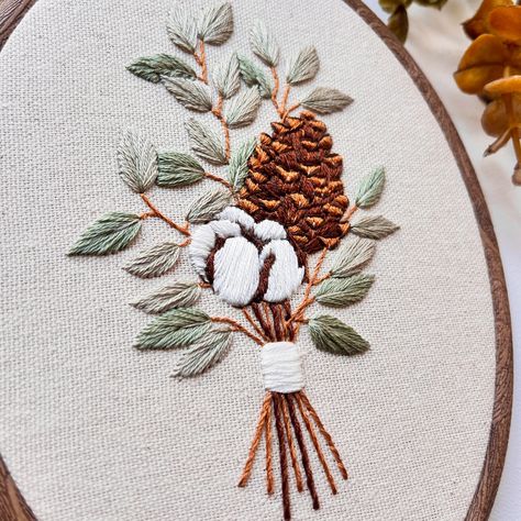 Just finished this hand-stitched pine cone and cotton embroidery bouquet. Each stitch tells a story, capturing the beauty of nature in a unique way. Perfect for adding a cozy touch to any space! #embroideryart #handstitched #natureinspired #embroderydesigns #dmc #dmcthreads #dmcembroidery #etsy #etsyseller #winter Pine Cone Embroidery, Embroidery Bouquet, Bouquet Embroidery, Winter Bouquet, Embroidery Christmas, Cotton Embroidery, Pine Cone, Embroidery Art, Pine Cones