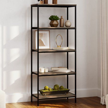 Foyer Tables, Freestanding Shelf, Style Bookshelf, Industrial Bookcase, Wooden Shelving, Organizing Books, Rustic Bookshelf, Displaying Books, Tall Bookshelves