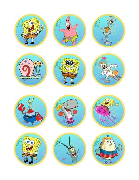 Spongebob Squarepants Cupcakes, Spongebob Cupcakes Toppers, Sponge Bob Cupcakes, Spongebob Birthday Party Decorations, Bob Sponge, Moldes Para Baby Shower, Cupcake Toppers Free, Happy Birthday Clip Art, Happy Birthday Clip