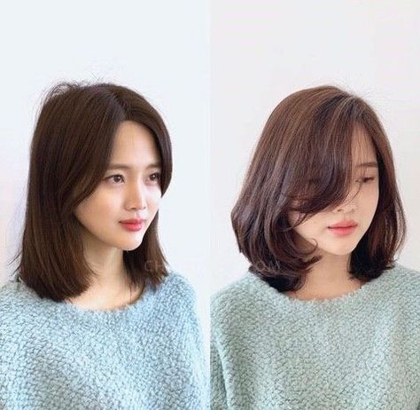 Hair Cut Pic, Shoulder Length Hair With Bangs, Middle Hair, Medium Length Wavy Hair, Korean Short Hair, Hair Color Streaks, Face Shape Hairstyles, C Curl, Hair Upstyles