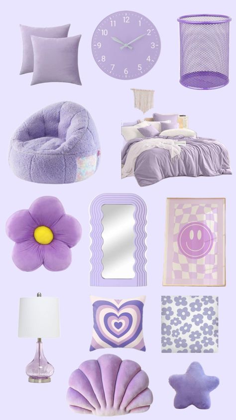 Purple Room Inspo Aesthetic, Pastel Purple Room, Pastel Purple Bedroom, Girls Room Purple, Emoji Room, Pastel Room Ideas, Cool Girl Rooms, Lilac Bedroom, Purple Girls Room