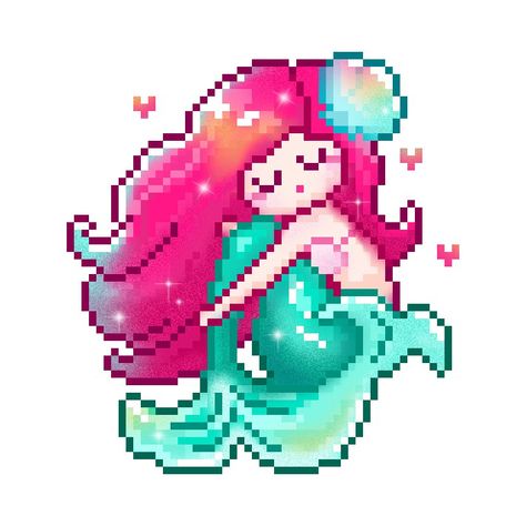 Computer Theme, The Little Mermaid Ariel, Pixel Art Templates, Little Mermaid Ariel, Pix Art, Mermaid Pattern, Black Phone Wallpaper, 8 Bits, Pixel Art Design