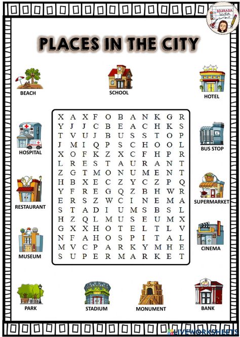 City Activities For Kids, England Activities, Place Worksheet, Funny Activities, Worksheet For Class 2, City Puzzle, 2nd Grade Activities, English Exercises, Language Worksheets