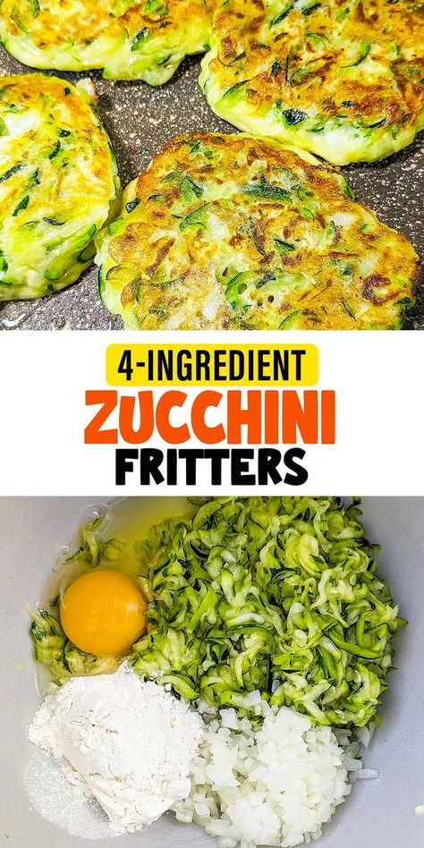 Enjoy a light and tasty meal with these Easy 4 Ingredient Zucchini Fritters. Made with fresh zucchini and onion, they're a perfect combination of savory flavors and crispy textures, ideal for a quick lunch or a healthy snack. Fried Zucchini Recipes, Best Zucchini Recipes, Easy Zucchini Recipes, Fresh Zucchini, 4 Ingredient Recipes, Easy Zucchini, Zucchini Fritters, Fritter Recipes, Easy Brunch