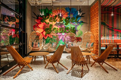 The interiors at SuViche restaurant in Miami's CityPlace Doral are by Saladino Design Studios. Google Hub, Mexican Restaurant Design, Mexican Restaurant Decor, Design Restaurant, General Ideas, Coffee Shops Interior, Material Selection, Cafe Interior Design, Design Studios