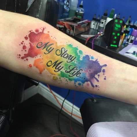 A permanent reminder of who you are and what you stand for, a Pride tattoo is one of the most inspiring tattoos you could get. In honor of Pride Month, we've Bright Colorful Tattoos, Gay Pride Tattoos, Equality Tattoos, Tatuaje Trash Polka, Lgbt Tattoo, Gay Tattoo, Pride Tattoo, Awareness Tattoo, Rainbow Tattoos