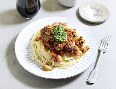 Lentil Ragu, Mushroom Ragu, Porcini Mushroom, Candlelit Table, Ragu Recipe, Dried Porcini Mushrooms, Language Of Love, Deep Frying Pan, Table For Two