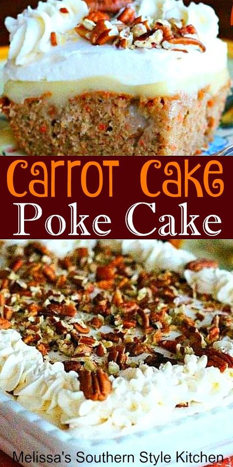 Carrot Cake Poke Cake, Cake Poke, Cake Carrot, Poke Cake Recipes, Poke Cakes, Poke Cake, Cake Mix Recipes, Sauce Tomate, Savoury Cake