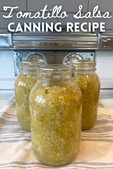 Tomatillo Salsa Verde Canning Recipe - Easy Preserving! Tomatillo Salsa Verde Canning, Canning Salsa Verde Recipe, Canning Tomatillo Salsa Verde, Salsa Verde Recipe For Canning, Tomatillo Salsa Canning Recipe, Salsa Verde Canning, Salsa Verde Canning Recipe, Salsa Recipe For Canning, Creative Canning