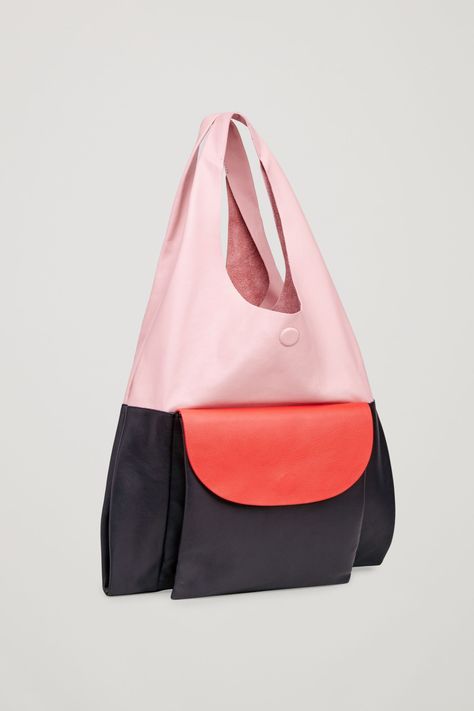 COS image 3 of Colour-block leather tote bag in Pink Color Block Bag, Color Block Tote Bag, Baggu Bags, Colorful Tote Bags, Color Block Tote, Creative Bag, Design Wardrobe, Minimalist Bag, Types Of Bag