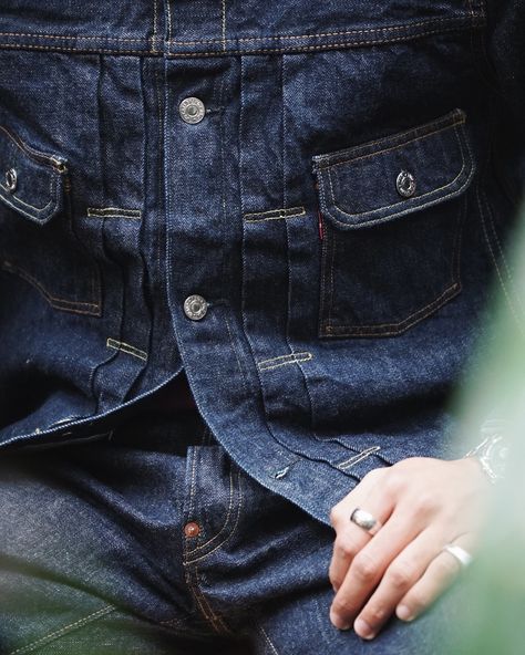 Dan stepped into a full denim outfit from TCB this morning, pairing their stunning 50’s Jacket with 20’s Selvedge Denim. The jacket is a faithful reproduction of a Type 1 Denim jacket from the 1950s, with slightly slimmer sleeves and body than the original. If you find some repro-style denim jackets too short and boxy, then this one is for you. The 20’s jeans are inspired by a 1922 Levi’s jean that TCB have in their vintage collection. They feature a mid to high rise and a wide, straight le... Full Denim Outfit, Body Decor, Levi’s Jeans, Selvedge Denim, Denim Jackets, The 1950s, Denim Outfit, Too Short, Vintage Levis