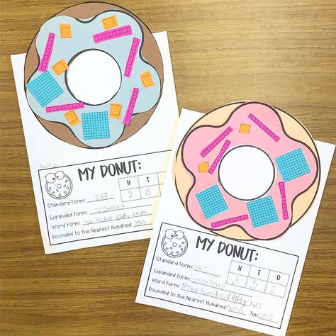 Place Value Craft, Donut Craft, Number Forms, Place Value Activities, Base Ten Blocks, Math Place Value, Teaching Third Grade, Math Crafts, Base Ten