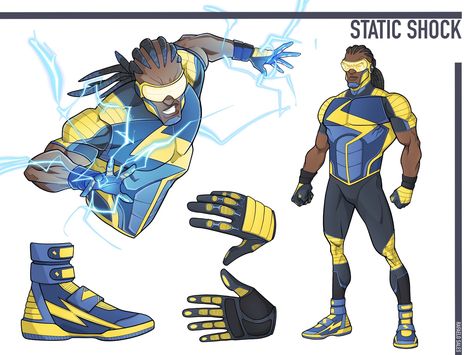 Hero Outfits, Static Shock, Super Hero Outfits, Boy Drawing, Arte Dc Comics, Dc Comics Superheroes, Black Cartoon Characters, Dc Comics Artwork, Superhero Characters