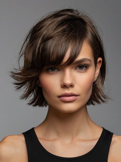 Shaggy Chin Length Hair, Chin Length Hair, Bob Hairstyles For Fine Hair, Shot Hair Styles, Edgy Short Hair, Short Hair With Bangs, Short Hair Haircuts, Short Hair Styles Pixie, Short Hair Cuts For Women