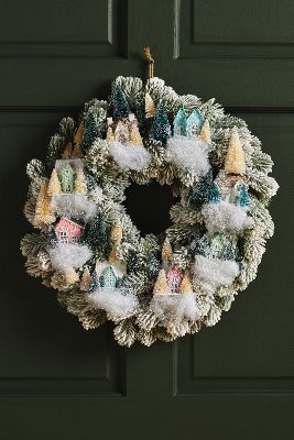 Anthropologie Christmas, Snowy Village, Fox Ornaments, Diy Christmas Village, Fun Christmas Decorations, Holiday Village, Candle Gift Set, Bottle Brush Trees, Winter Wreath