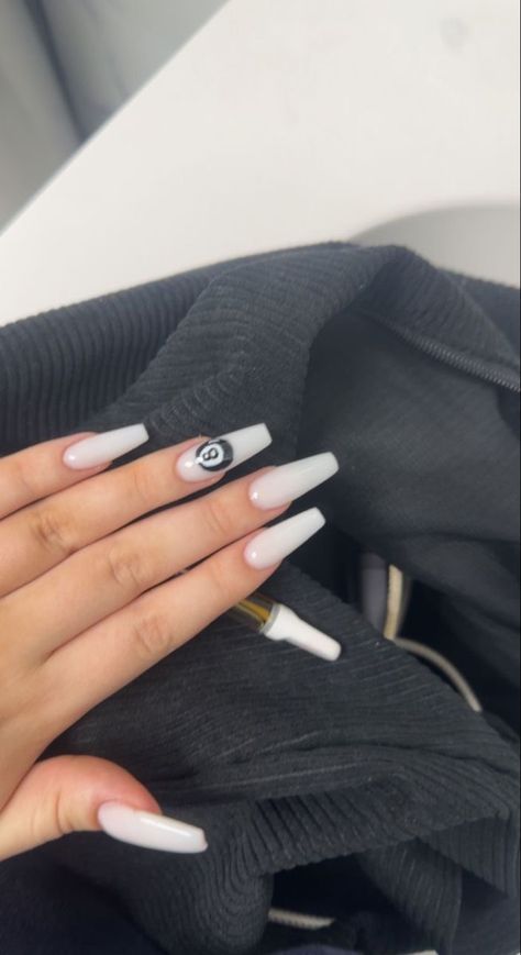 Ovo Nails, Stussy Nails, Angel Number Nails, 8ball Nails, Streetwear Nails, Acrylic Nails Y2k, Xo Nails, Ball Nails, Punk Nails