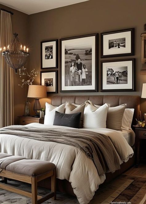 35 Gorgeous Western Bedroom Ideas for a Cozy, Rustic Retreat 67 Master Bedrooms Decor With Dark Wood, Feminine Rustic Bedroom, Rustic Modern Bedding, Western Interior Design Bedroom, Western Modern Bedroom Ideas, Home Decor Ideas Bedroom Couple, Bedroom Inspirations Couples Modern, Grey And Brown Master Bedrooms Decor, Wood Headboard Bedroom Ideas