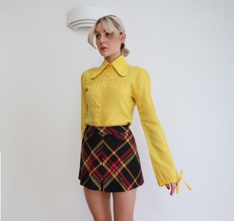 60s Shirts Women, 70s Button Up Shirt, 60s Blouse, Puffy Sleeves Blouse, 2023 Outfits, 70s Clothing, Sabrina Spellman, Big Collar, Sleeves Blouse