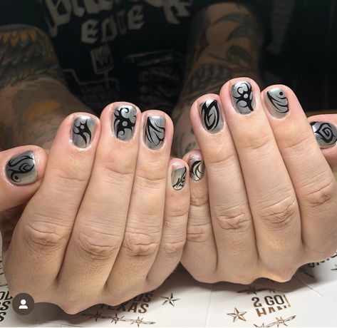 Lily Nails, Metallic Nail Art, Mens Nails, Hippie Nails, Punk Nails, Hard Nails, Grunge Nails, Silver Nails, Fire Nails