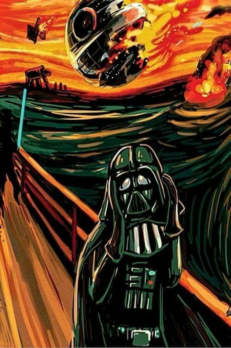 Star Wars Meme, Star Wars Background, Le Cri, Dark Vador, Star Wars Love, Star Wars Jokes, The Scream, Art Parody, Stars Wars