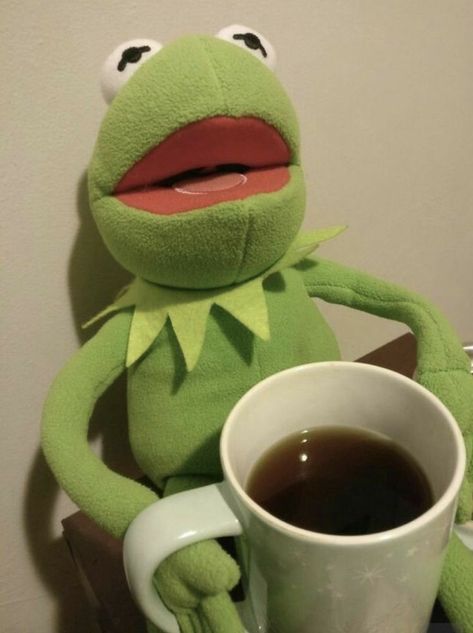 Frog Drinking Tea, Kermit The Frog Meme, Volleyball Wallpaper, Frog Meme, Sipping Tea, Teacher Friends, Kermit The Frog, Relationship Memes, Bts Drawings