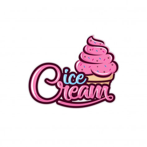 Plantilla de logotipo de helado Vector Premium Ice Cream Outline, Cover Proposal, Ice Cream Cartoon, Ice Cream Logo, Ice Cream Poster, Free Icon Set, Food Summer, Ice Cream Design, Name Card Design