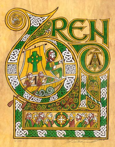 The Voyage of St. Brendan Irish Tattoo, Celtic Signs, St Brendan, Deep Images, Celtic Artwork, Celtic Pride, Medieval Artwork, Irish Culture, Book Of Kells