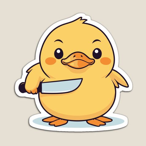 Get my art printed on awesome products. Support me at Redbubble #RBandME: https://www.redbubble.com/i/magnet/Duck-Holding-Knife-by-Atlantico54/161535983.TBCTK?asc=u Duck Holding Knife, Knife Magnet, Holding Knife, Sticker Collection, Printable Stickers, Aesthetic Art, Cute Stickers, Dad Hats, Colorful Prints