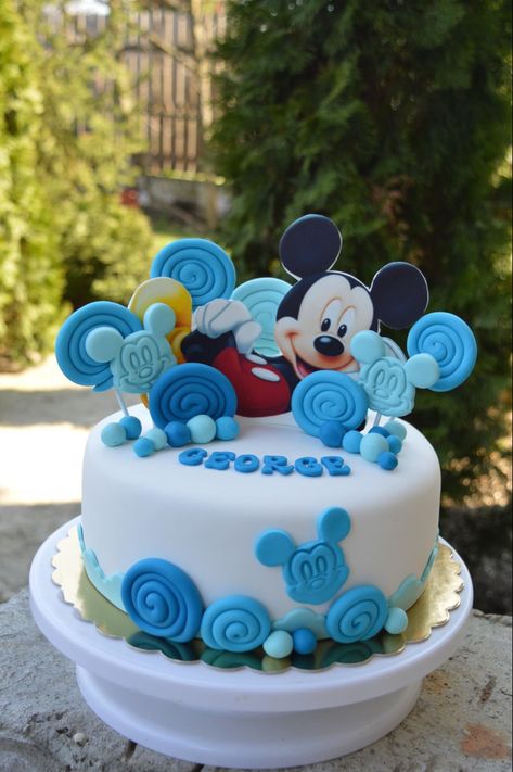 Tort Mikey, Γενέθλια Mickey Mouse, Decor Tort, Fiesta Mickey Mouse, Baby Boss, Mickey Mouse Cake, Mouse Cake, Baby Shower Cookies, Baby Cake