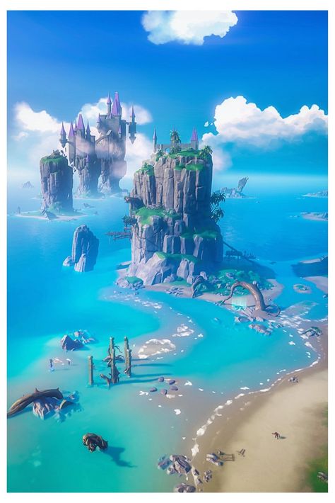 Genshin impact (Vary) Golden Apple Archipelago, Genshin Photography, Seaside Wallpaper, Best Rpg, Fantasy Island, Scenery Background, Golden Apple, Landscape Concept, Low Poly Art