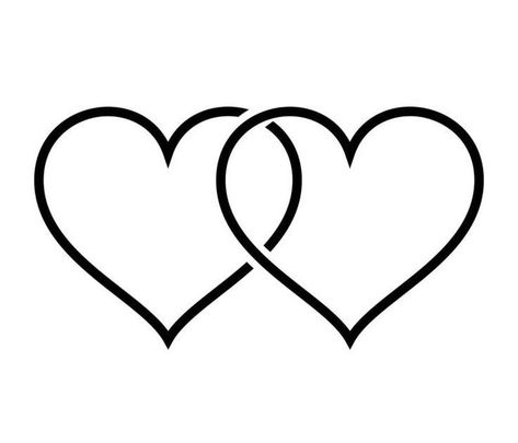 Two Hearts Together Drawing, Linked Hearts Tattoo, Interlocking Heart Tattoo, Double Heart Tattoo, Tattoo 2023, Christmas 2025, Silhouette Cameo Tutorials, Wedding Svg, Bows Diy Ribbon