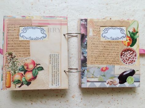 Mini Cook Book Scrapbook Album Junk Journal for Your | Etsy Scrapbooking Recipe Book, Cookbook Scrapbook Ideas, Altered Cookbooks, Cooking Scrapbook, Recipes Scrapbook, Cookbook Scrapbook, Cook Book Recipe, Journal Recipes, Family Recipe Cards