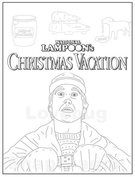 Christmas Vacation Coloring Pages, Christmas Vacation Characters, Vacation Coloring Pages, Merry Christmas Coloring Pages, Sweater Art, Christmas Vacation Movie, Vacation Movie, National Lampoon's Christmas Vacation, Coloring Book Download