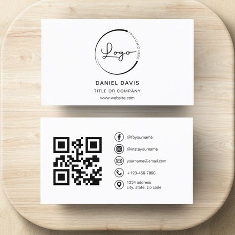 Introducing our sleek and sophisticated Modern Minimalist Logo or Photo with Social Media Icons and QR Code Business Card, the perfect blend of contemporary design and practicality. Crafted with a focus on simplicity and elegance, this business card is an essential tool for any modern professional.  Featuring a clean and minimalist logo design that reflects your brand's identity with clarity and precision, this card makes a bold statement while maintaining a sense of understated sophistication. The inclusion of social media icons allows you to seamlessly connect with clients and colleagues across various platforms, ensuring that your online presence is as polished as your in-person interactions.  Printed on high-quality cardstock with a premium finish, our business cards not only look grea Designer Business Card Design, Unusual Business Card, Psychologist Business Card, Business Card With Qr Code, Qr Code Social Media, Media Business Card, Innovative Business Cards, Stationery Business Card, Social Media Business Cards