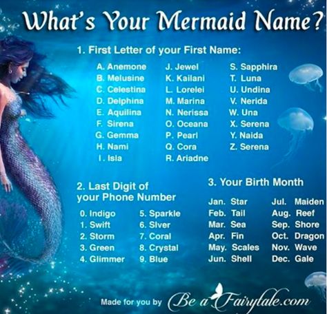 Funny Name Generator, Birthday Scenario, Water Names, Mermaid Names, Unicorn Names, Fantasy Names, Name Games, Funny Names, Mermaid Life