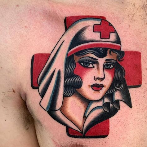 Traditional Tattoo Nurse, Traditional Tattoo Girls, Traditional Back Tattoo, Tradition Tattoo, Small Traditional Tattoo, American Traditional Sleeve, Traditional Tattoo Woman, Pin Up Girl Tattoo, Vintage Tattoo Design