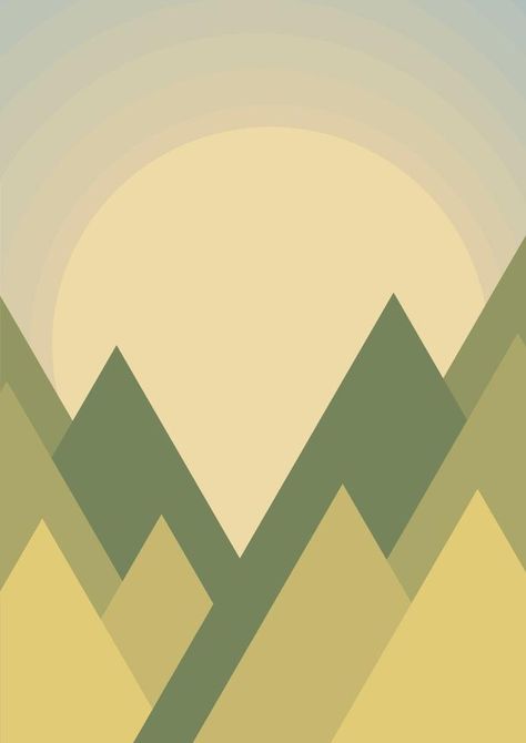 Mountain geometric landscape poster, colorful children's room decor. Sunset in mountains Sunset In Mountains, Mountain Geometric, Sunset Decor, Geometric Landscape, Mountain Graphic, Geometric Mountain, Mountain Illustration, Room Painting, Painting Inspo